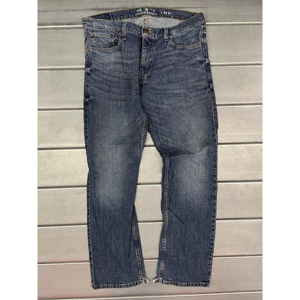 Signature‎ Levi Strauss Jeans Mens 36X32 Blue Medium Wash Denim Straight Leg